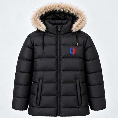 Boys’ Black CK Hooded Puffer Jacket