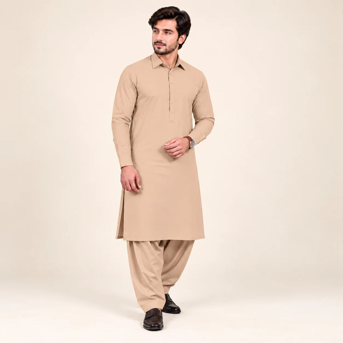 Men’s Winter Unstitched Fabric — Beige — styling inspiration