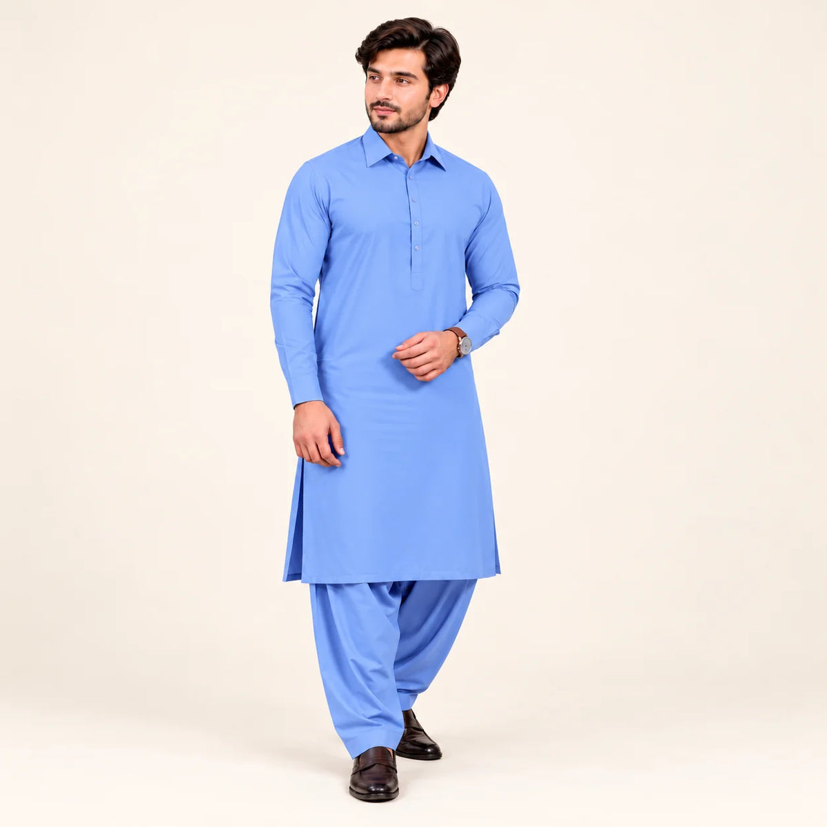 Men’s Winter Unstitched Fabric — Light Blue — styling inspiration