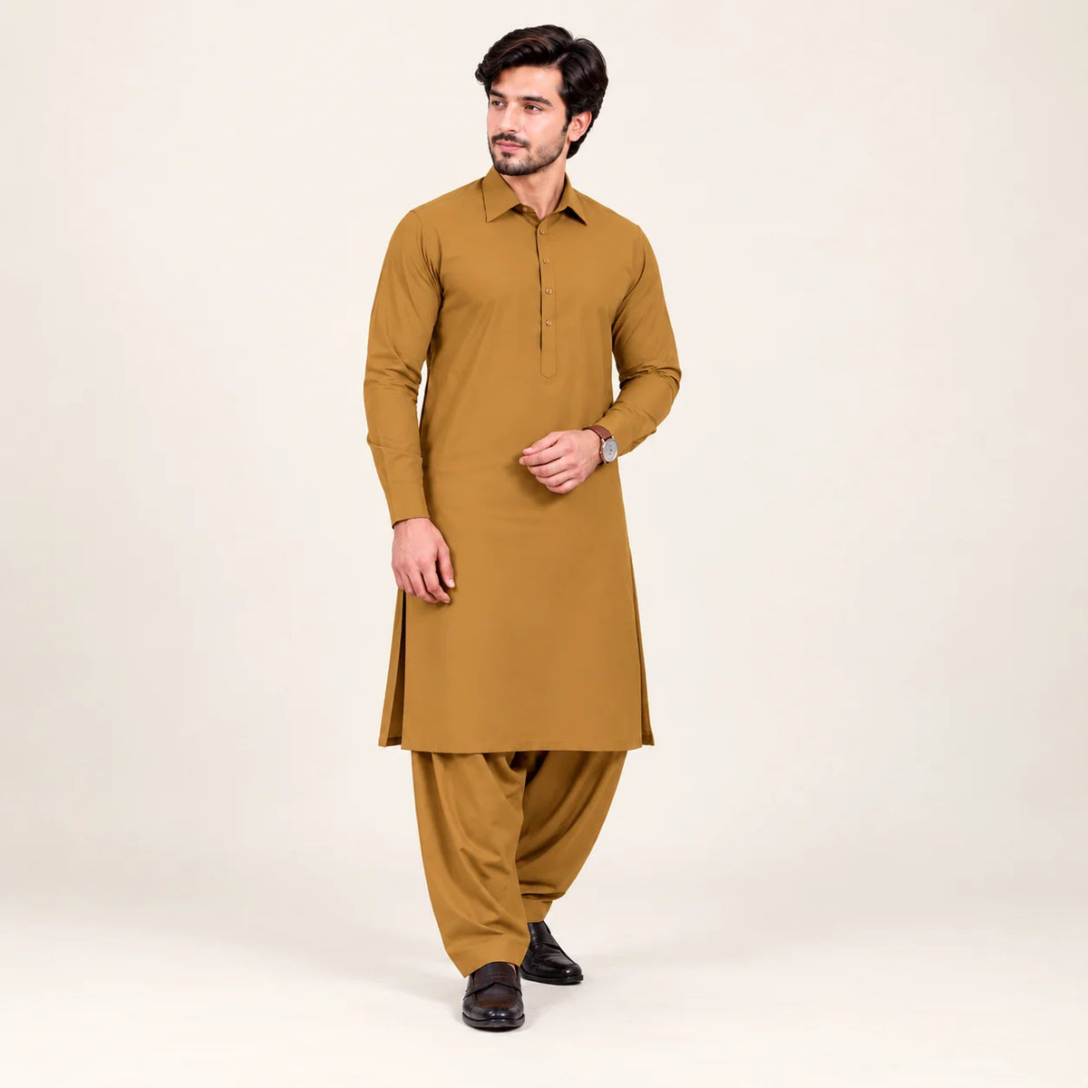 Men’s Winter Unstitched Fabric — Mustard — styling inspiration