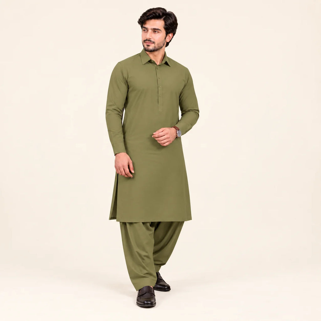 Men’s Winter Unstitched Fabric — Olive — styling inspiration