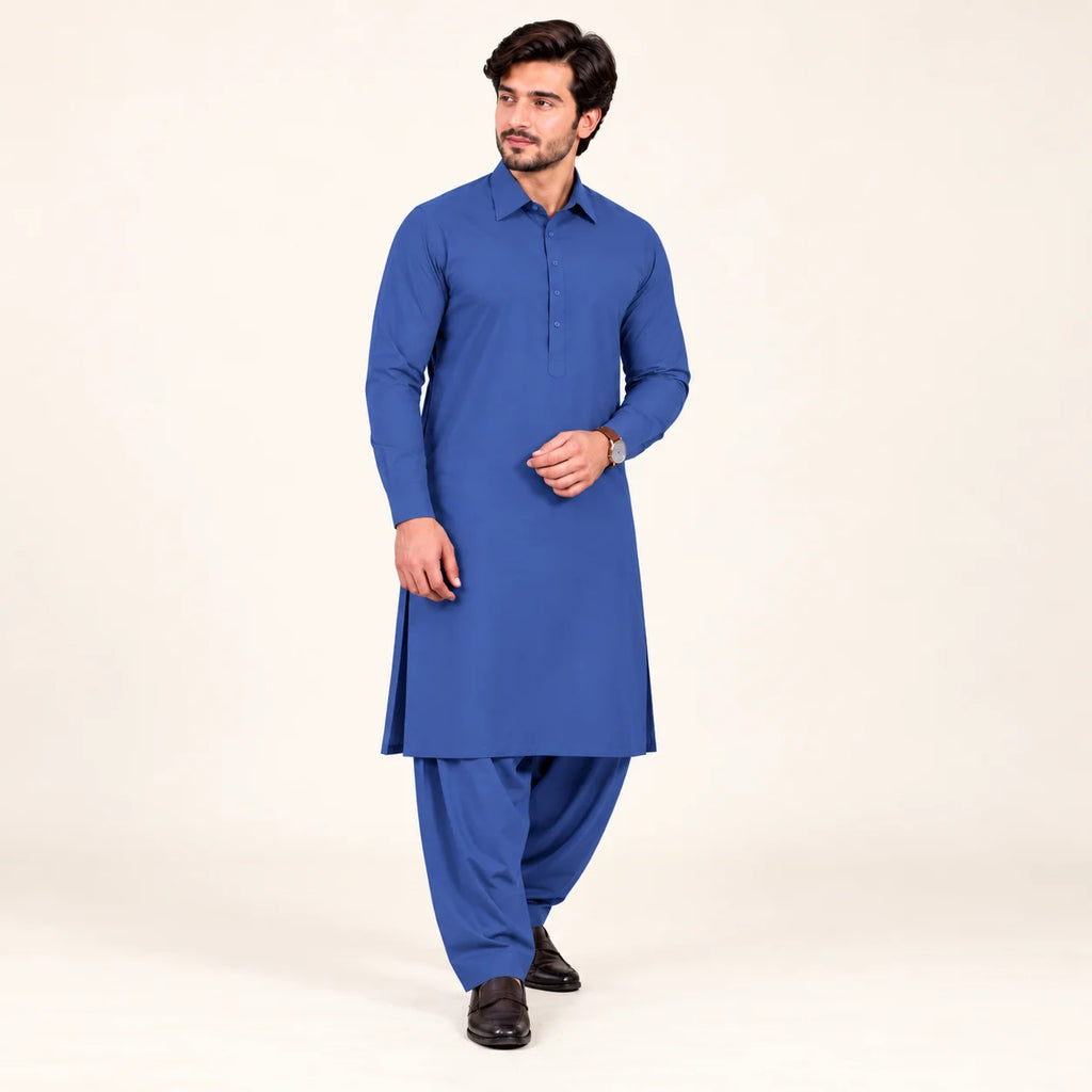 Men’s Winter Unstitched Fabric — Royal Blue — styling inspiration