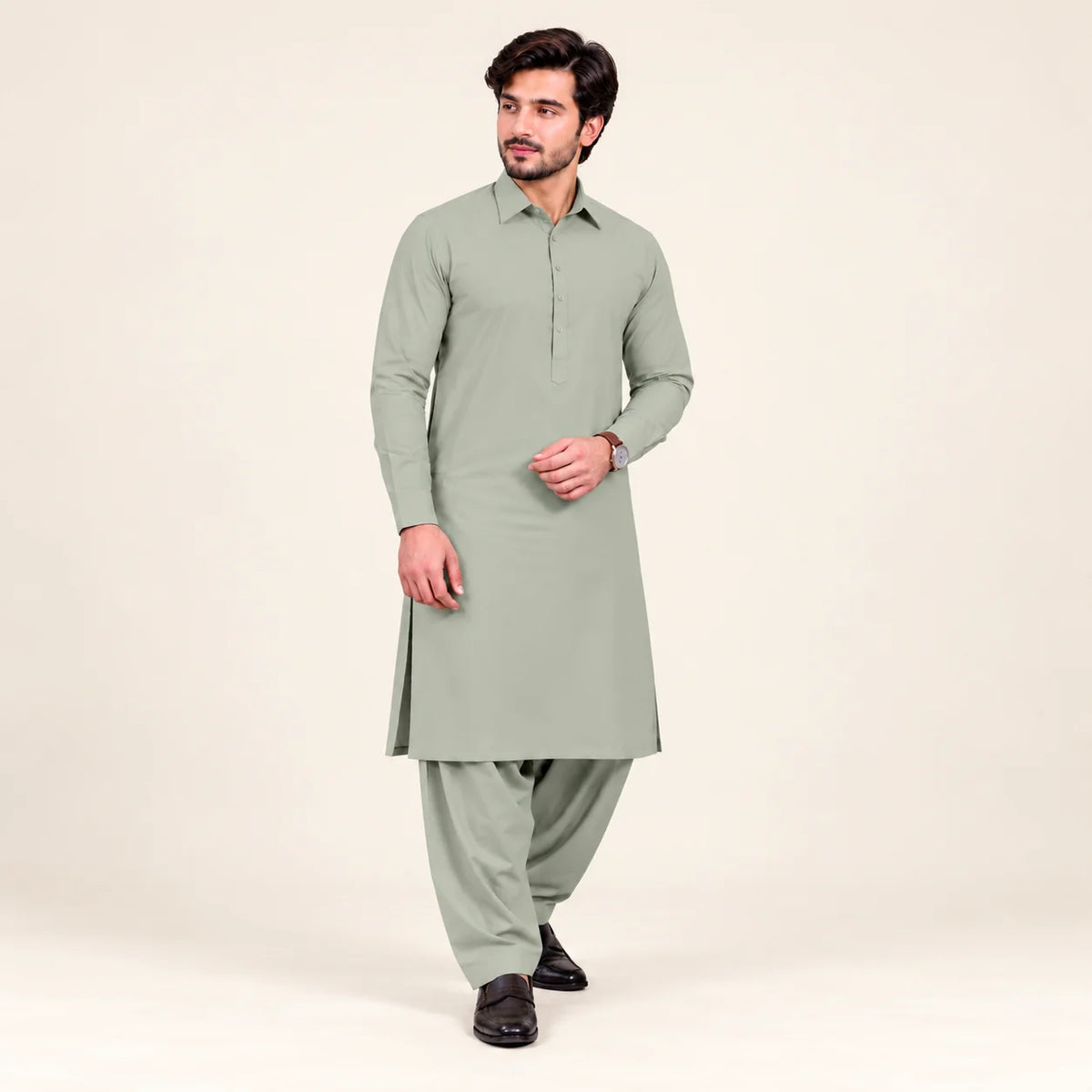 Men’s Winter Unstitched Fabric — Sage — styling inspiration