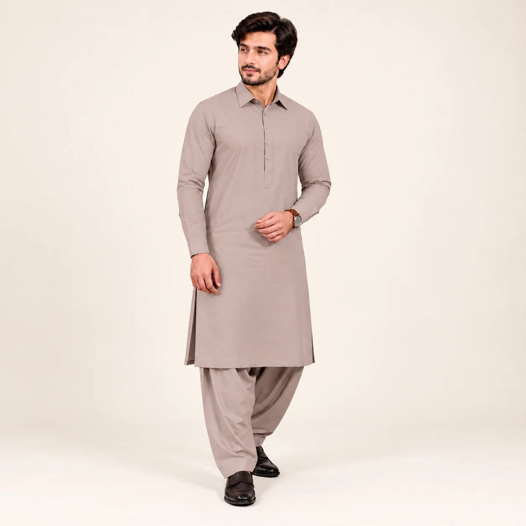 Men’s Winter Unstitched Fabric — Taupe — styling inspiration